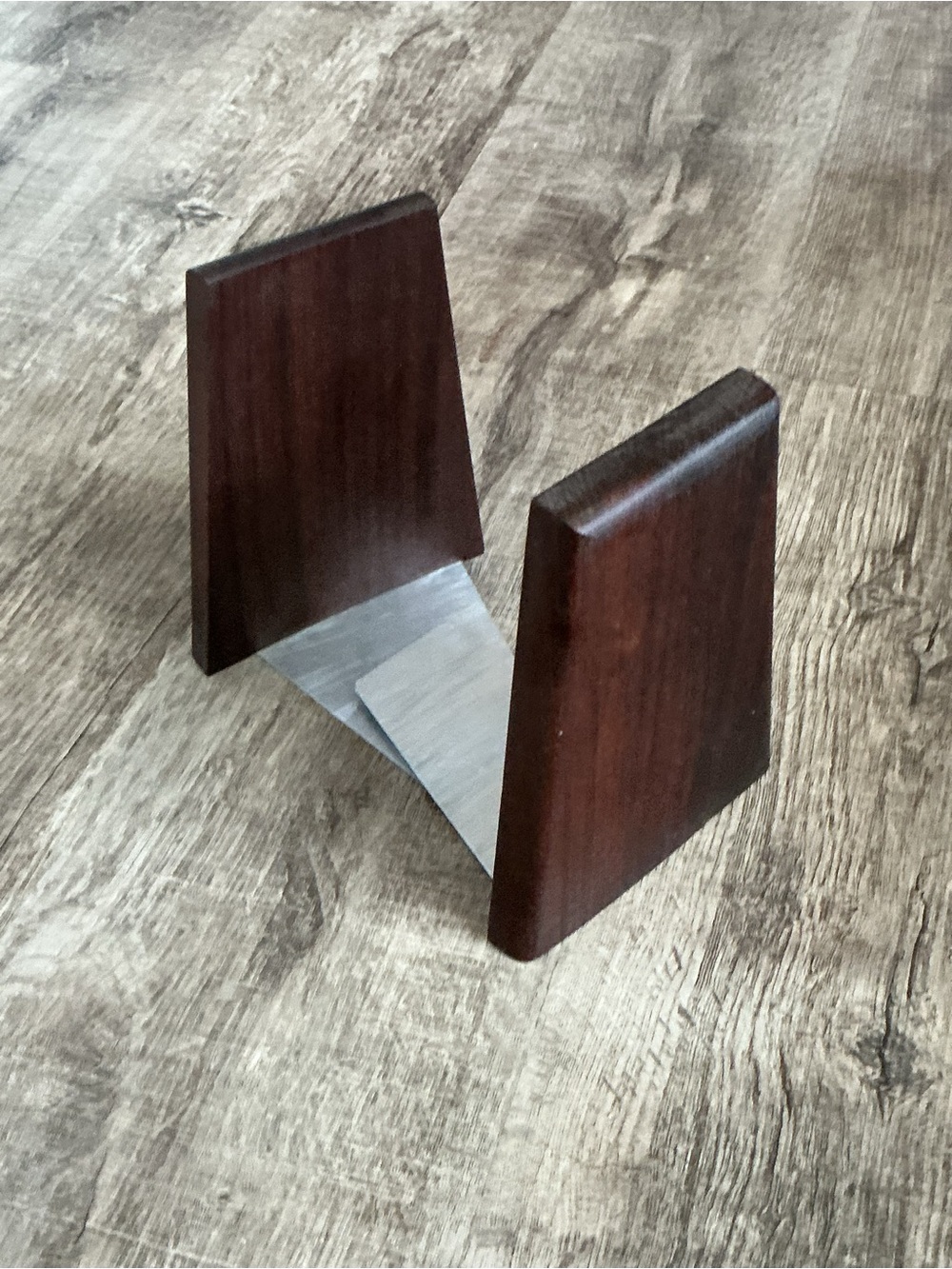 vintage wooden bookends Danish Scandinavian Teak Midcentury Pair